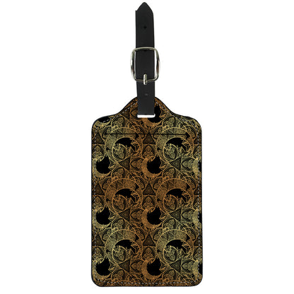 Black And Gold Celestial Pattern Print Luggage Tag