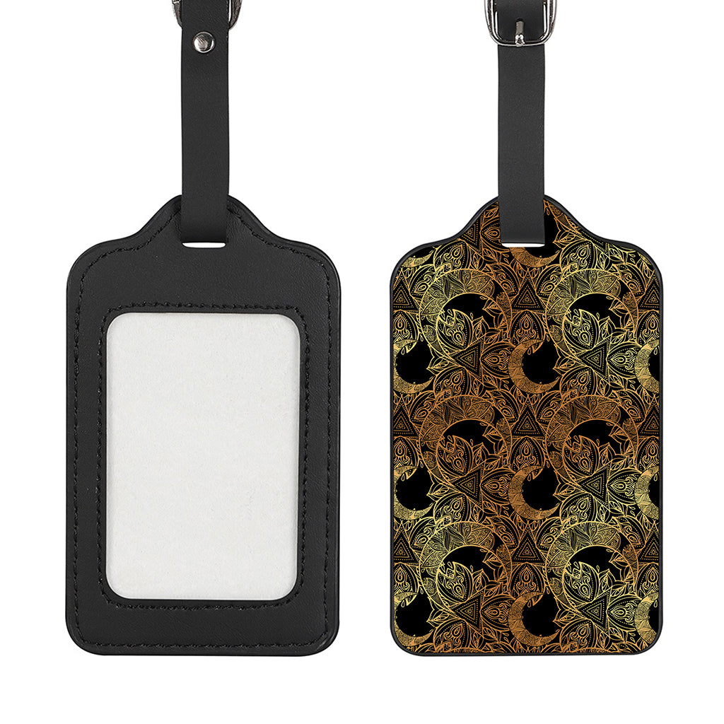 Black And Gold Celestial Pattern Print Luggage Tag