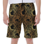 Black And Gold Celestial Pattern Print Men's Beach Shorts