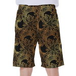 Black And Gold Celestial Pattern Print Men's Beach Shorts