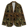 Black And Gold Celestial Pattern Print Men's Blazer