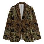 Black And Gold Celestial Pattern Print Men's Blazer