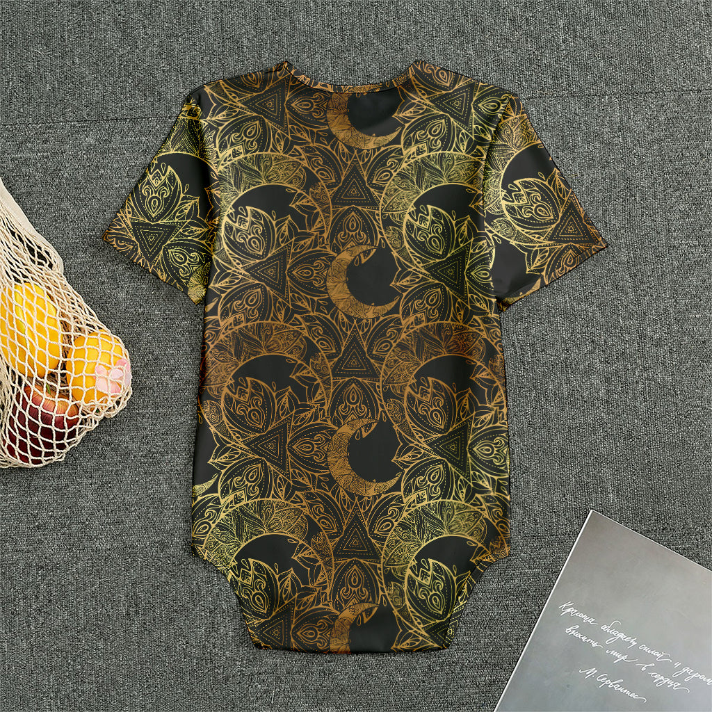 Black And Gold Celestial Pattern Print Men's Bodysuit