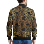 Black And Gold Celestial Pattern Print Men's Bomber Jacket