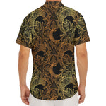 Black And Gold Celestial Pattern Print Men's Deep V-Neck Shirt