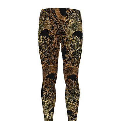Black And Gold Celestial Pattern Print Men's leggings
