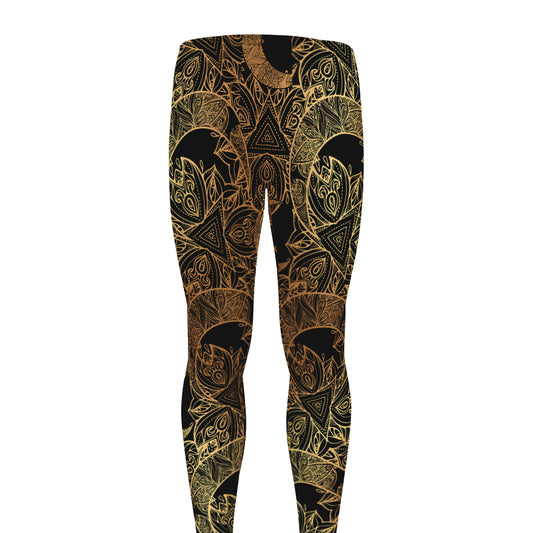 Black And Gold Celestial Pattern Print Men's leggings