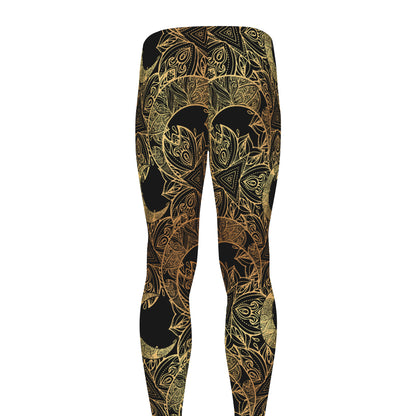 Black And Gold Celestial Pattern Print Men's leggings