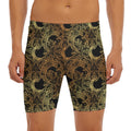 Black And Gold Celestial Pattern Print Men's Long Boxer Briefs