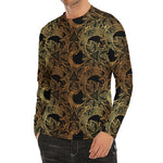 Black And Gold Celestial Pattern Print Men's Long Sleeve Rash Guard