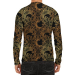 Black And Gold Celestial Pattern Print Men's Long Sleeve Rash Guard