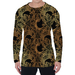 Black And Gold Celestial Pattern Print Men's Long Sleeve T-Shirt