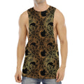 Black And Gold Celestial Pattern Print Men's Muscle Tank Top