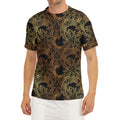 Black And Gold Celestial Pattern Print Men's Short Sleeve Rash Guard