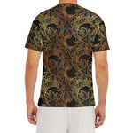 Black And Gold Celestial Pattern Print Men's Short Sleeve Rash Guard
