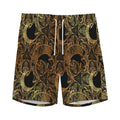 Black And Gold Celestial Pattern Print Men's Athletic Shorts