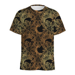 Black And Gold Celestial Pattern Print Men's Sports T-Shirt