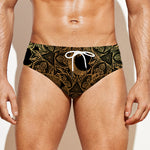 Black And Gold Celestial Pattern Print Men's Swim Briefs
