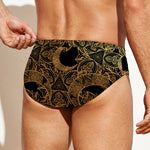 Black And Gold Celestial Pattern Print Men's Swim Briefs