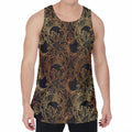 Black And Gold Celestial Pattern Print Men's Velvet Tank Top