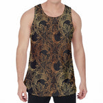 Black And Gold Celestial Pattern Print Men's Velvet Tank Top