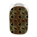 Black And Gold Celestial Pattern Print Mesh Laundry Hamper