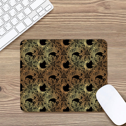 Black And Gold Celestial Pattern Print Mouse Pad