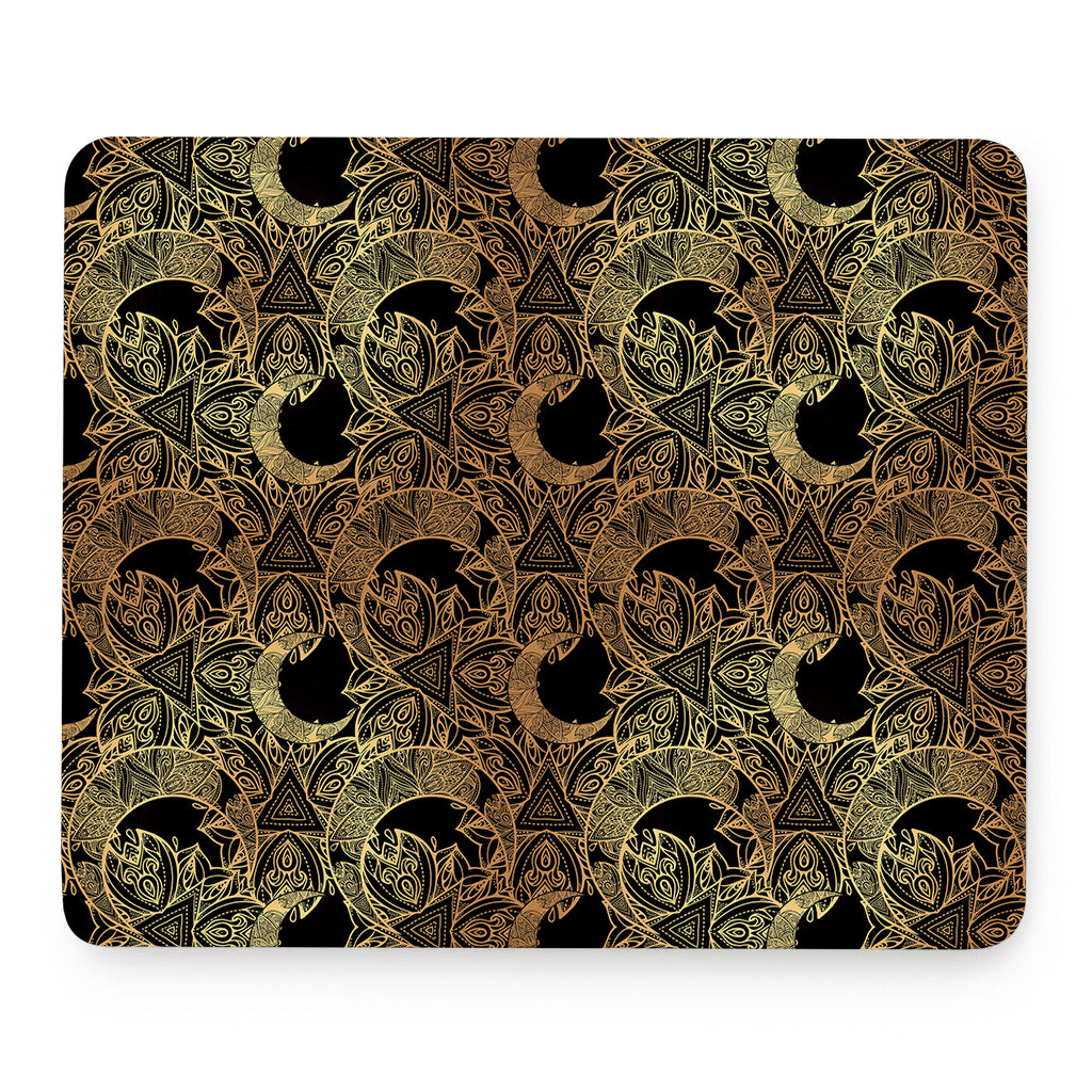 Black And Gold Celestial Pattern Print Mouse Pad