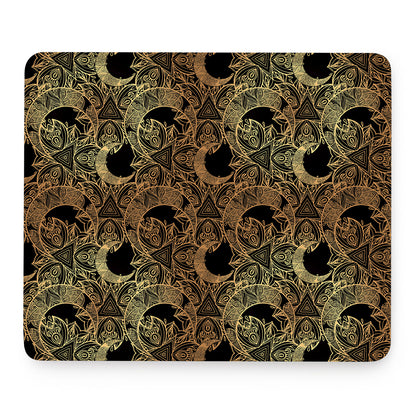 Black And Gold Celestial Pattern Print Mouse Pad