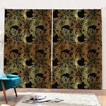 Black And Gold Celestial Pattern Print Pencil Pleat Curtains