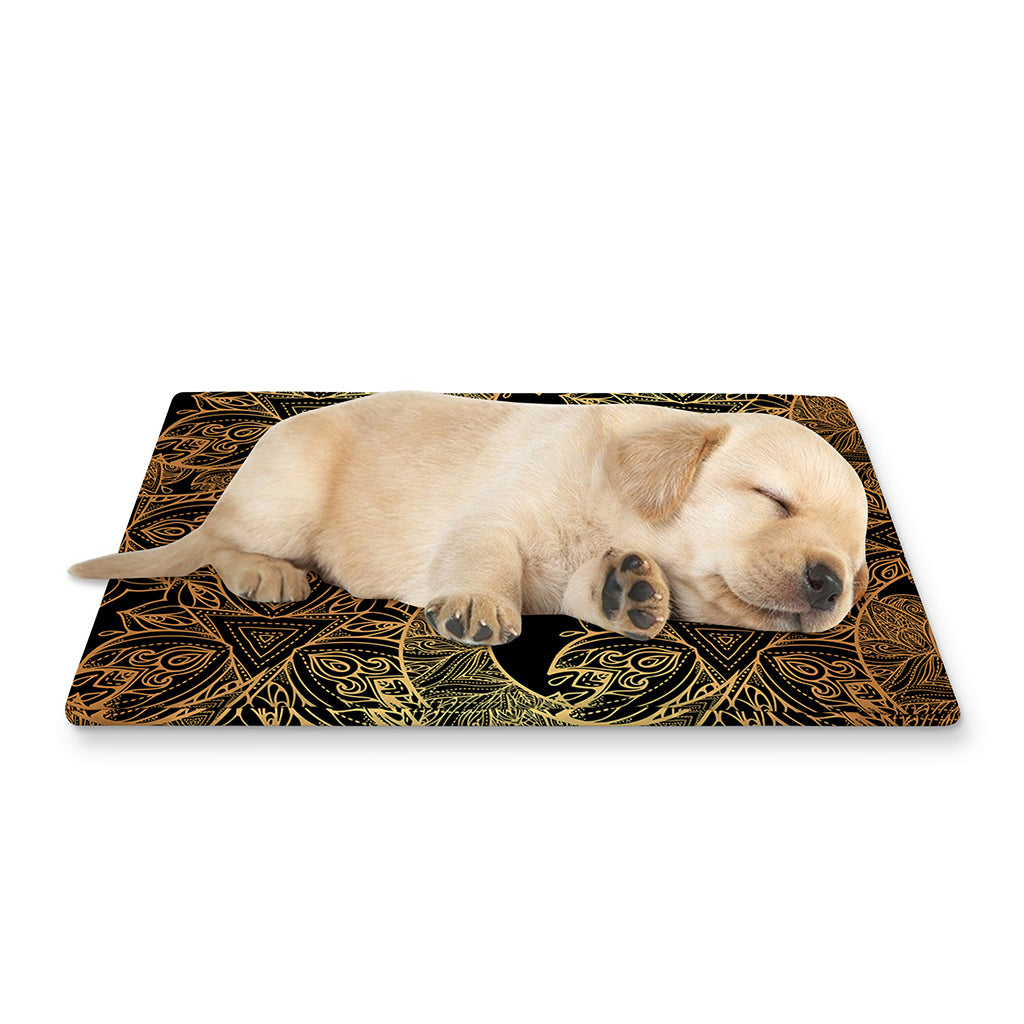 Black And Gold Celestial Pattern Print Pet Cooling Mat Cover