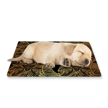 Black And Gold Celestial Pattern Print Pet Cooling Mat Cover