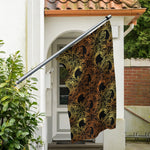 Black And Gold Celestial Pattern Print Polyester Flag