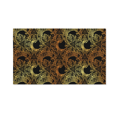 Black And Gold Celestial Pattern Print Polyester Flag