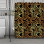 Black And Gold Celestial Pattern Print Polyester Shower Curtain