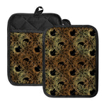 Black And Gold Celestial Pattern Print Pot Holders With Pocket