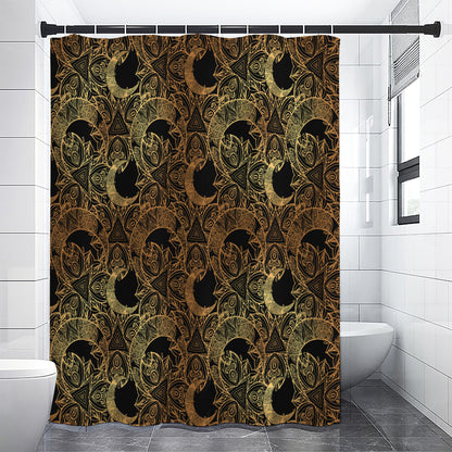 Black And Gold Celestial Pattern Print Premium Shower Curtain