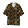 Black And Gold Celestial Pattern Print Rayon Hawaiian Shirt