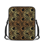 Black And Gold Celestial Pattern Print Rectangular Crossbody Bag