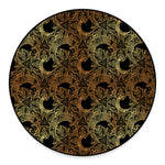 Black And Gold Celestial Pattern Print Round Floor Mat
