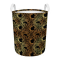 Black And Gold Celestial Pattern Print Round Laundry Basket