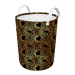 Black And Gold Celestial Pattern Print Round Laundry Basket