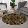 Black And Gold Celestial Pattern Print Round Rug