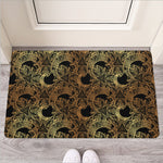 Black And Gold Celestial Pattern Print Rubber Doormat