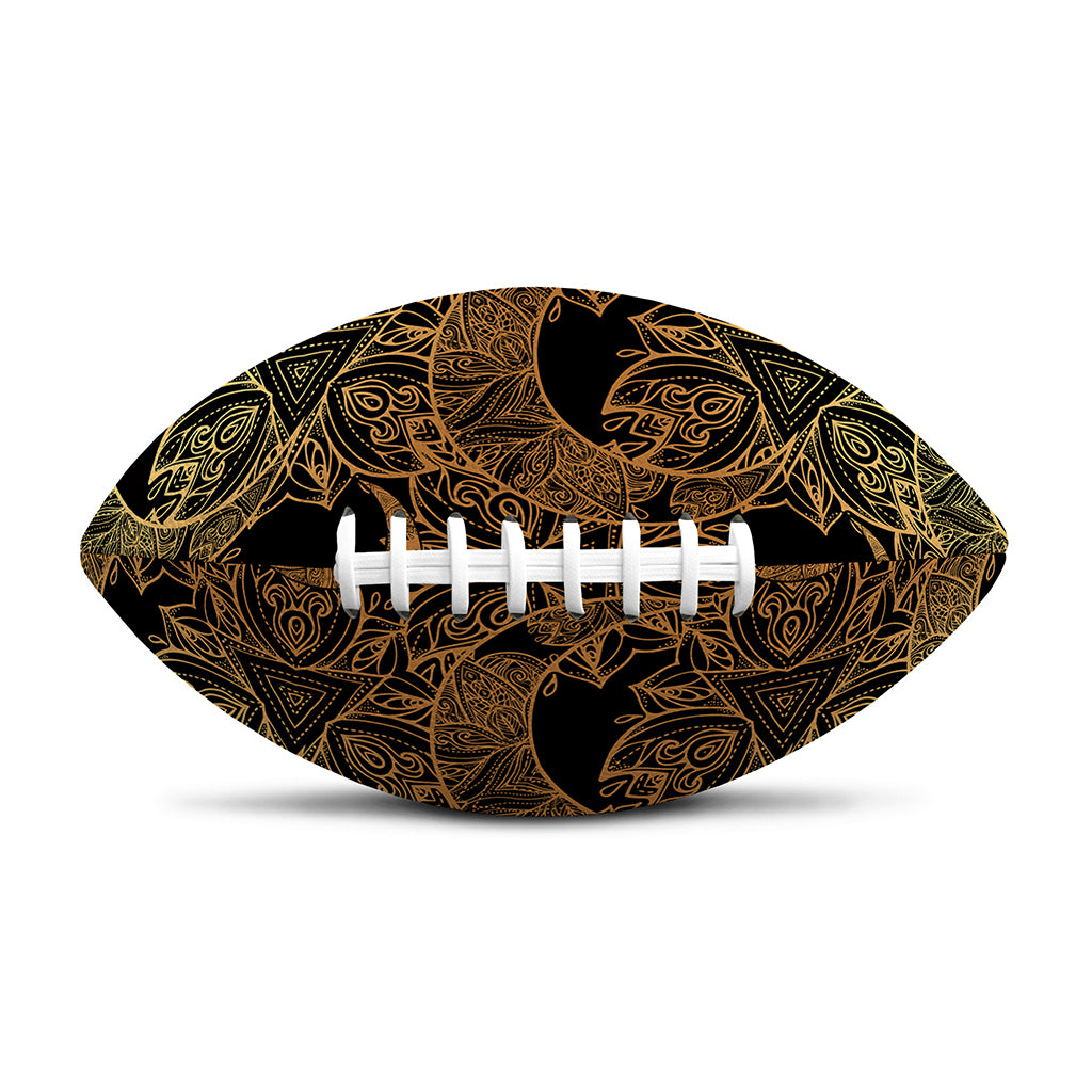 Black And Gold Celestial Pattern Print Rugby Ball