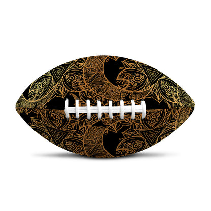 Black And Gold Celestial Pattern Print Rugby Ball