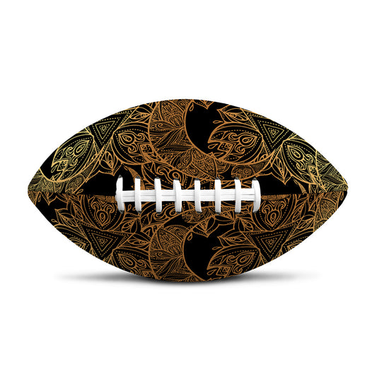Black And Gold Celestial Pattern Print Rugby Ball