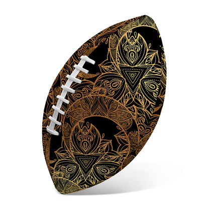Black And Gold Celestial Pattern Print Rugby Ball