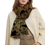 Black And Gold Celestial Pattern Print Scarf