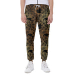 Black And Gold Celestial Pattern Print Scuba Joggers